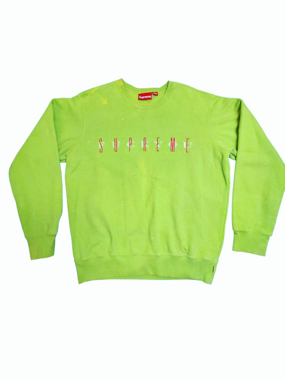 Supreme F*** You Crewneck Sweatshirt Lime Green FW19 Size Medium